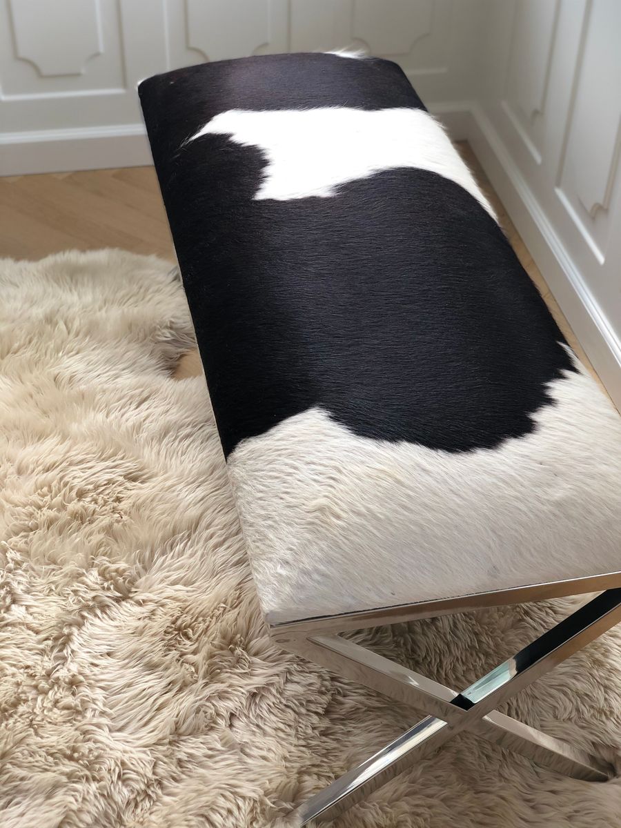 Benk | Kuskinn | 110x45x45 cm Salt / Pepper / Sort / Hvit