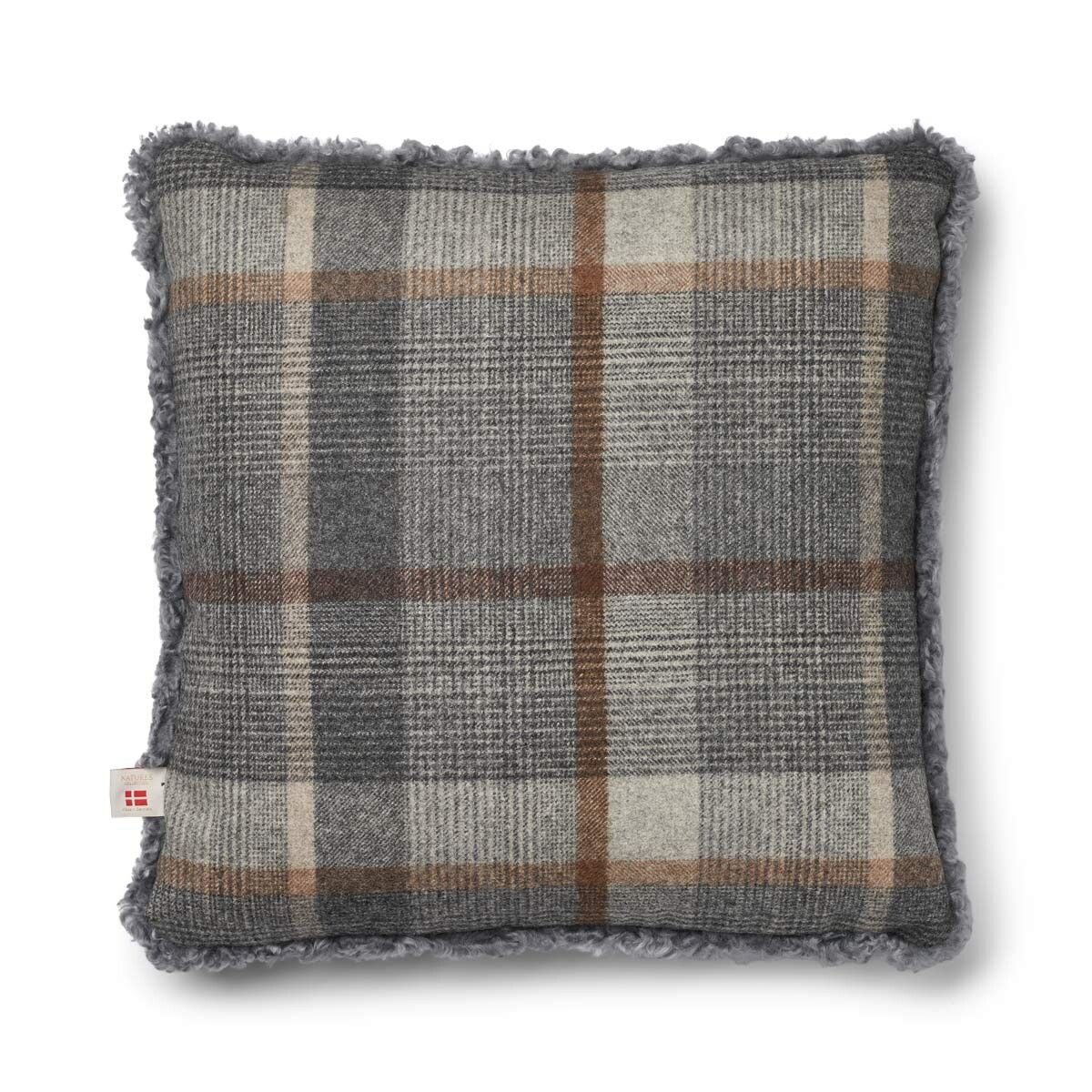 Checked Collection | Ullpute | Korthåret | 52x52 cm | 34x52 cm Rutet – Grå/Lys grå