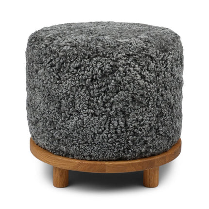 Simon pouf | Korthåret | D46xH42 cm Grå
