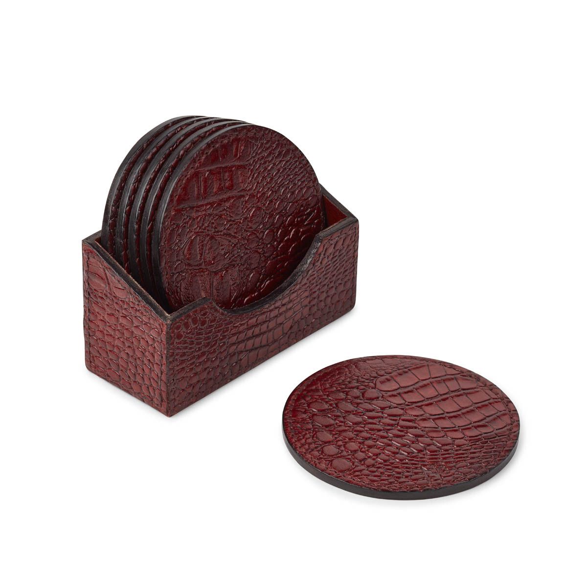 Croco Coaster | Kalveskinn | 6 stk | D10 cm