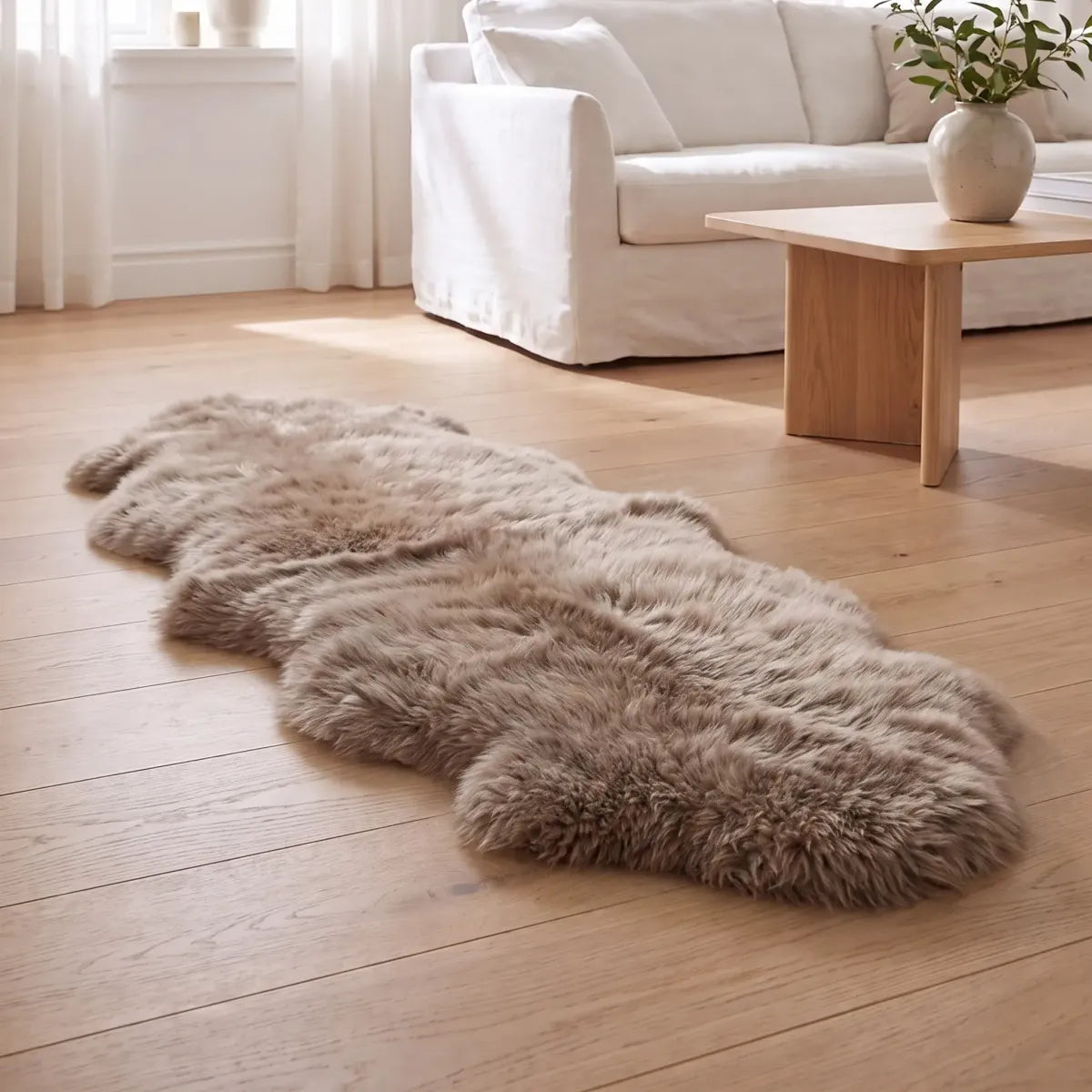 Merino saueskinn | Langhåret | New Zealand | 170x60 cm Lysebrun