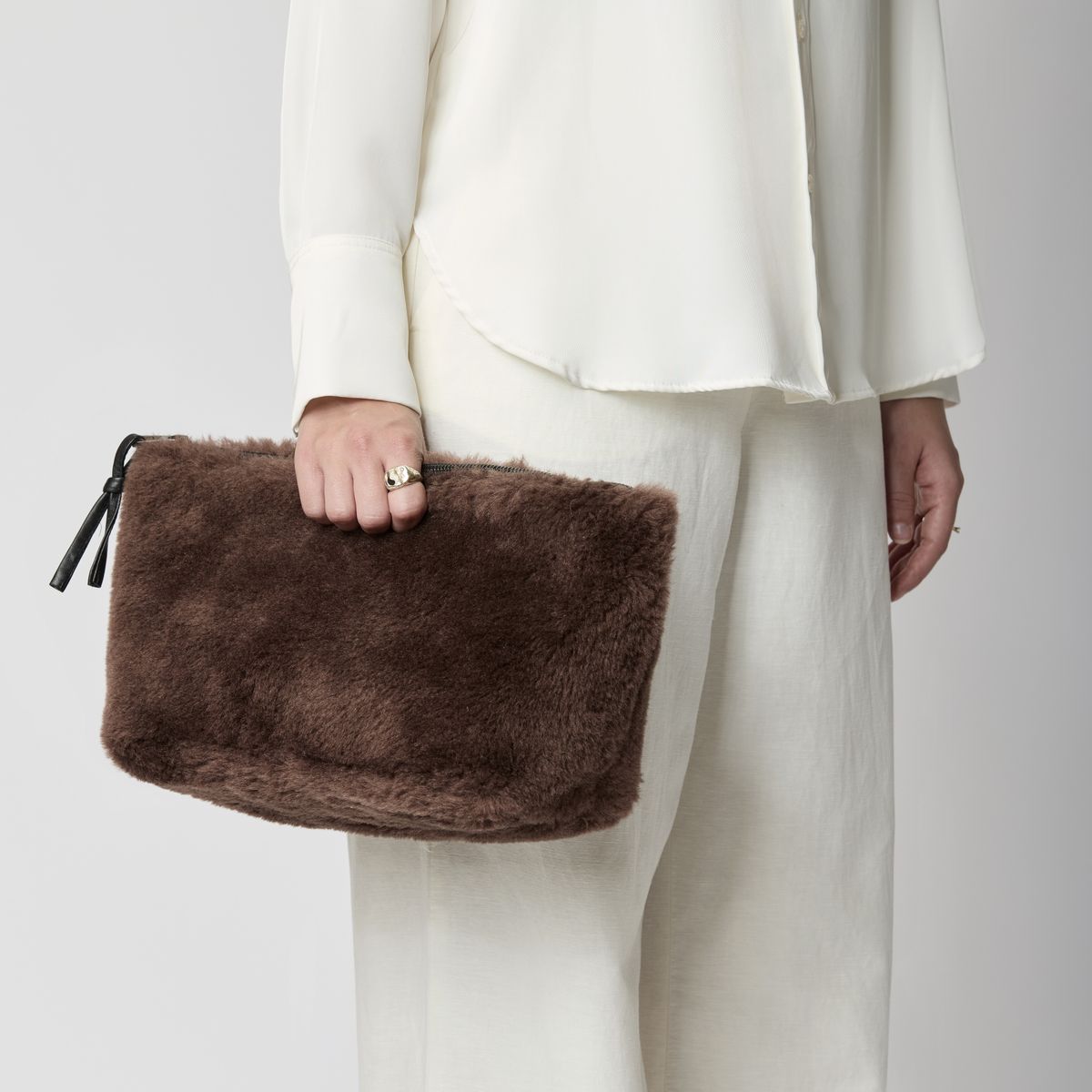 Maxi Havana clutch Brunt Lær