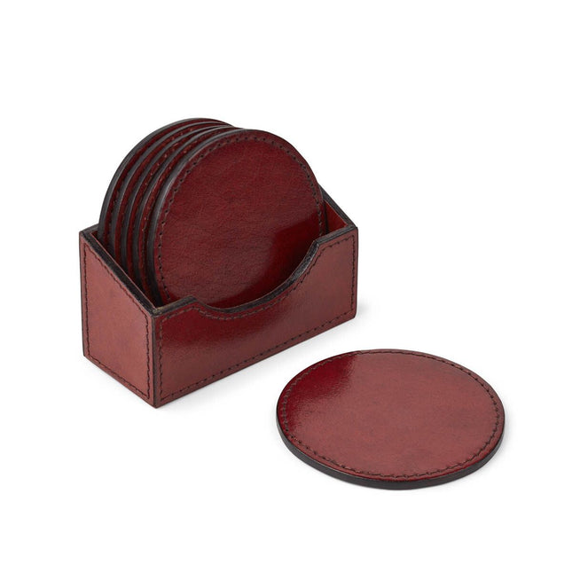 Coaster | Kalveskinn | 6 stk | D10 cm Rød