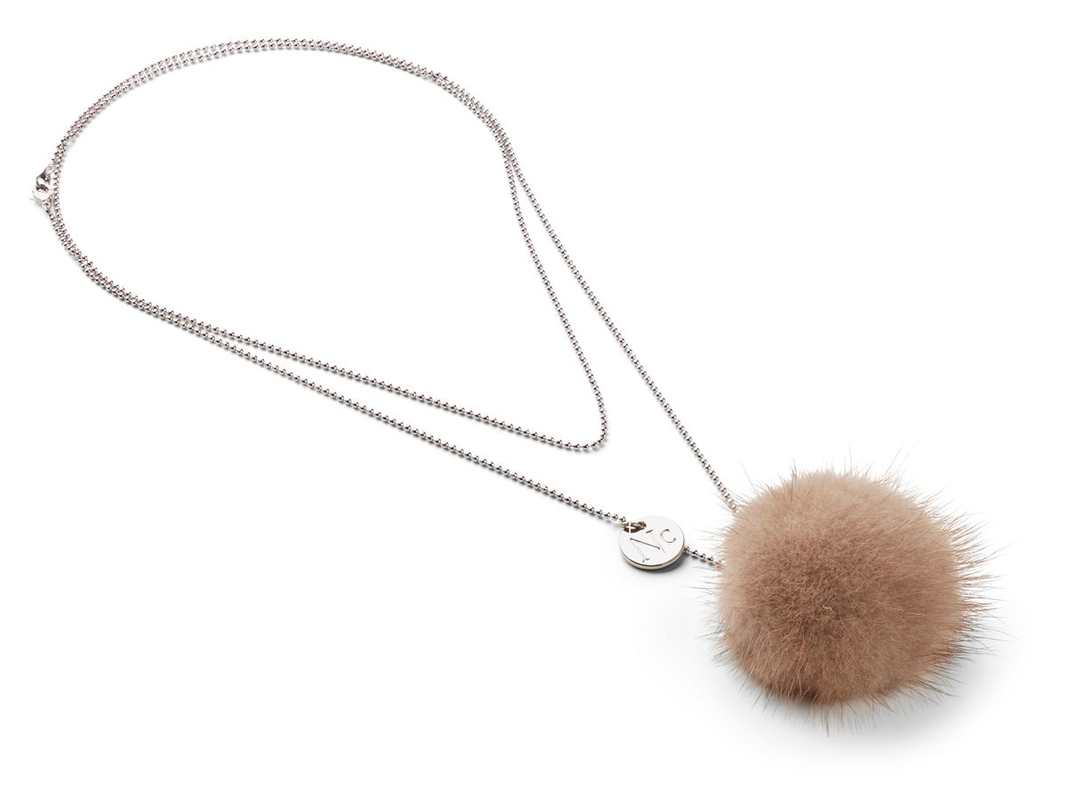 Halskjede pompong Beige / Brun