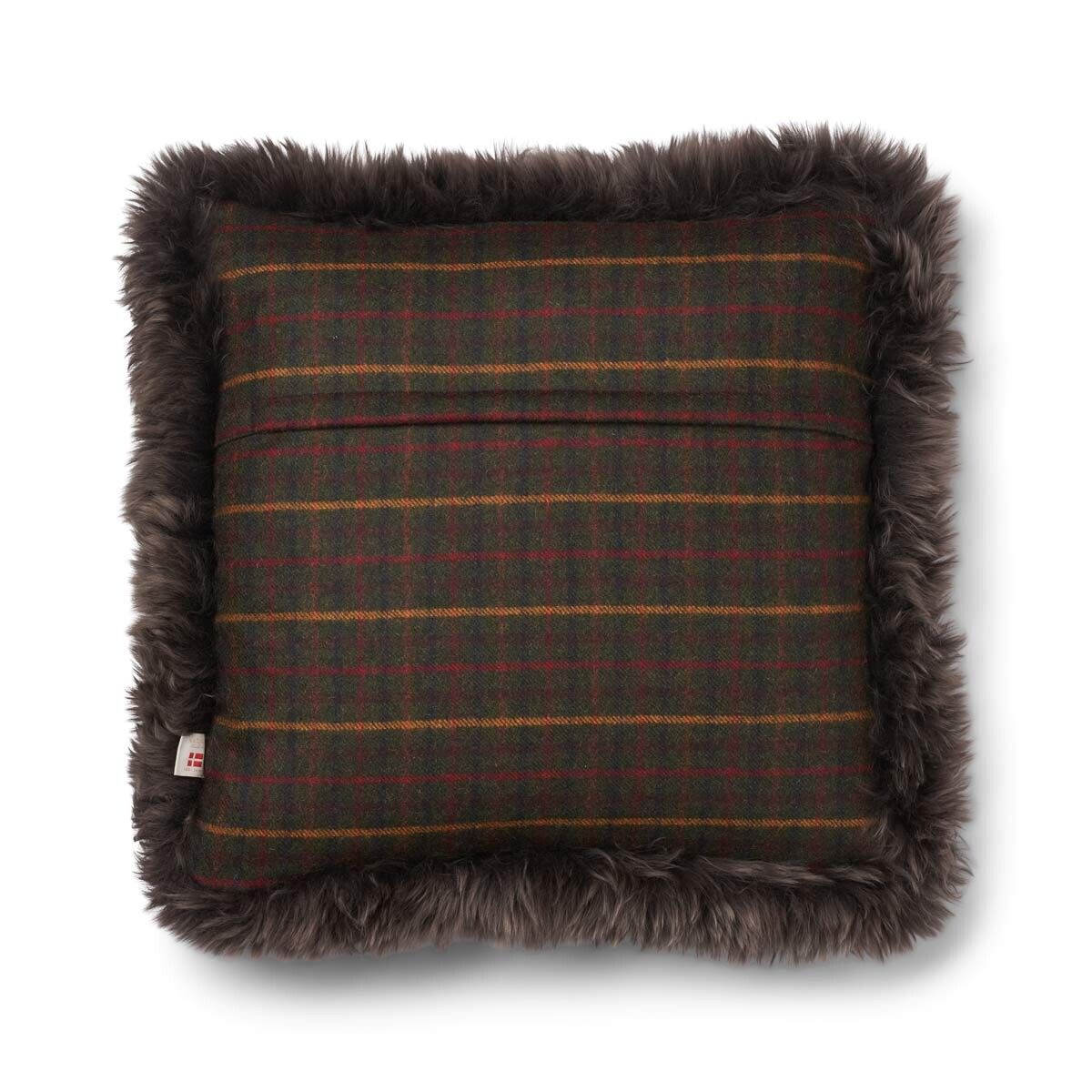Checked Collection | Ullpute | Langhåret | Dobbeltsidig | 52x52 cm | 34x52 cm Rutet Mørkegrønn / Valnøtt