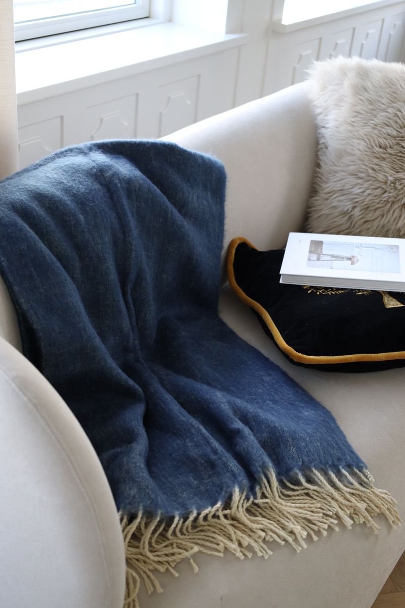 Ullpledd | Mohair mix | 130x170 cm Blågrå