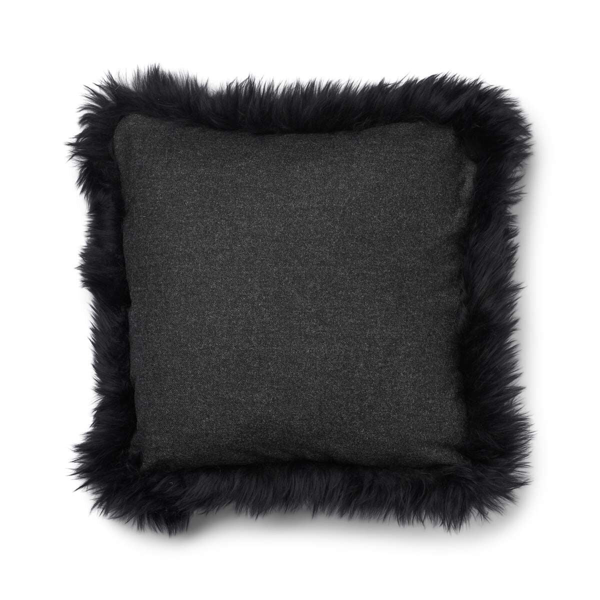 Classic Collection | Ullpute | Langhåret | Dobbeltsidig | 52x52 cm | 34x52 cm Koksgrå / Svart