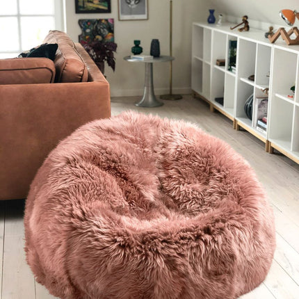 Rund sakosekk | Langhåret | New Zealand | 92x93 cm Rosa