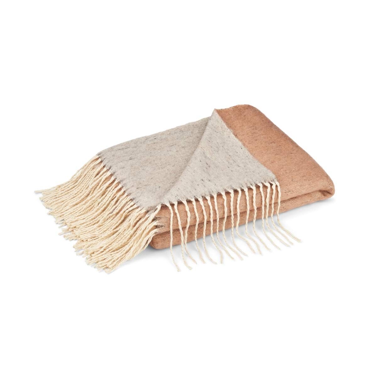 Ullpledd | Mohair mix | 130x170 cm Rust / Grå
