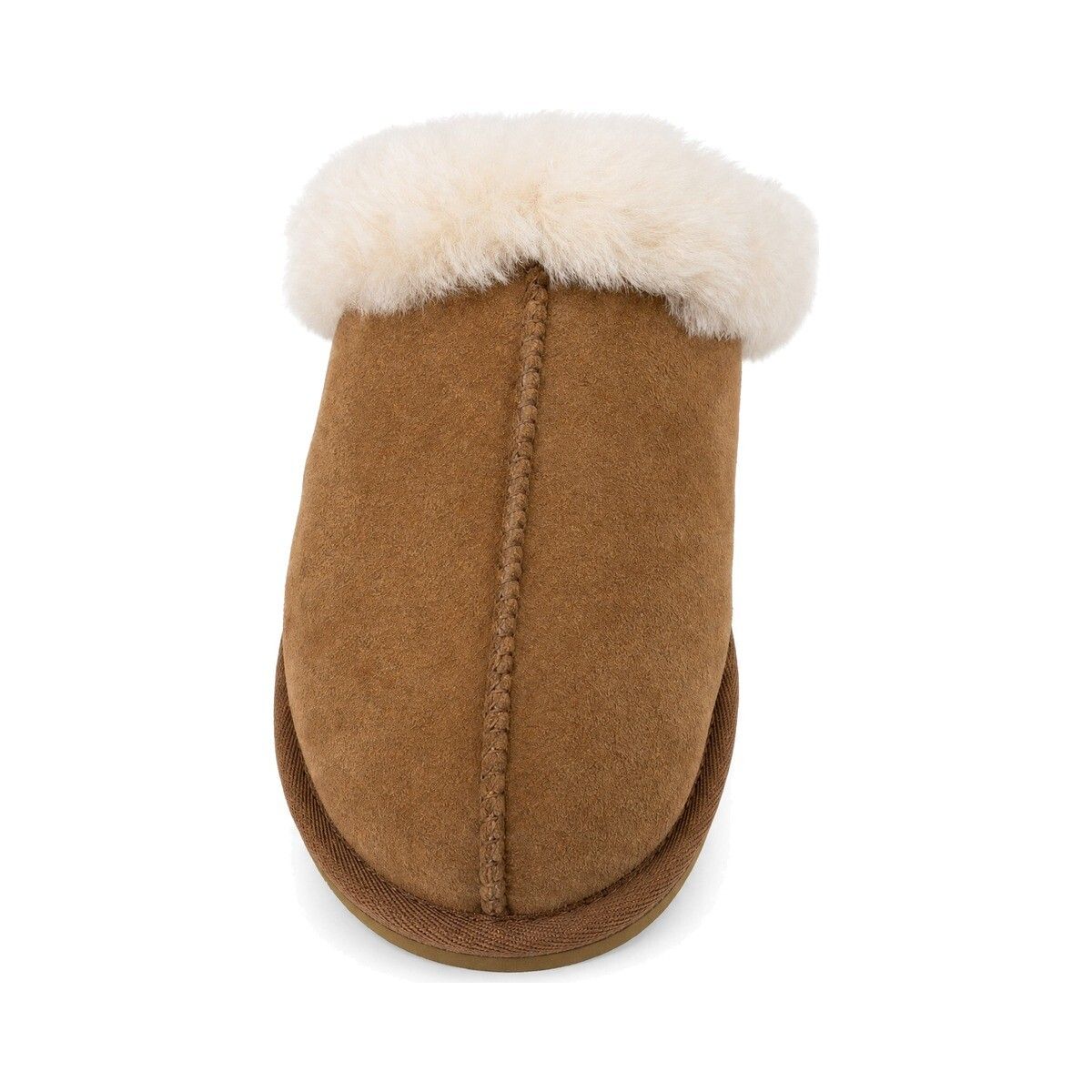 Fluffy krøllete tøfler Kastanje