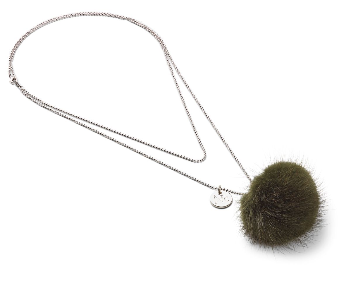 Halskjede pompong Khaki