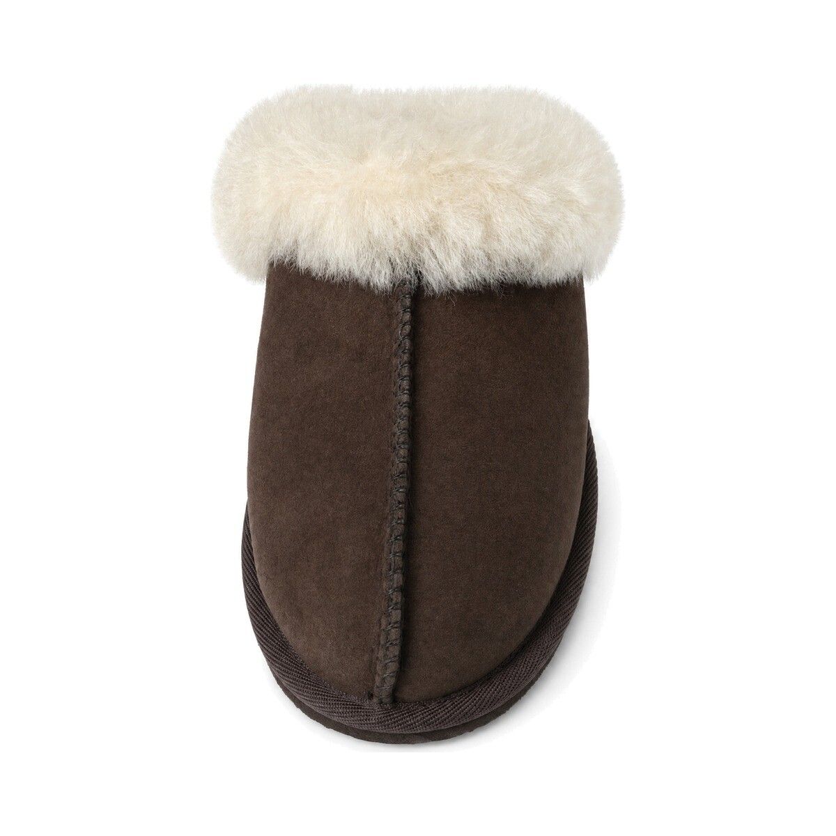 Fluffy krøllete tøfler Sjokolade