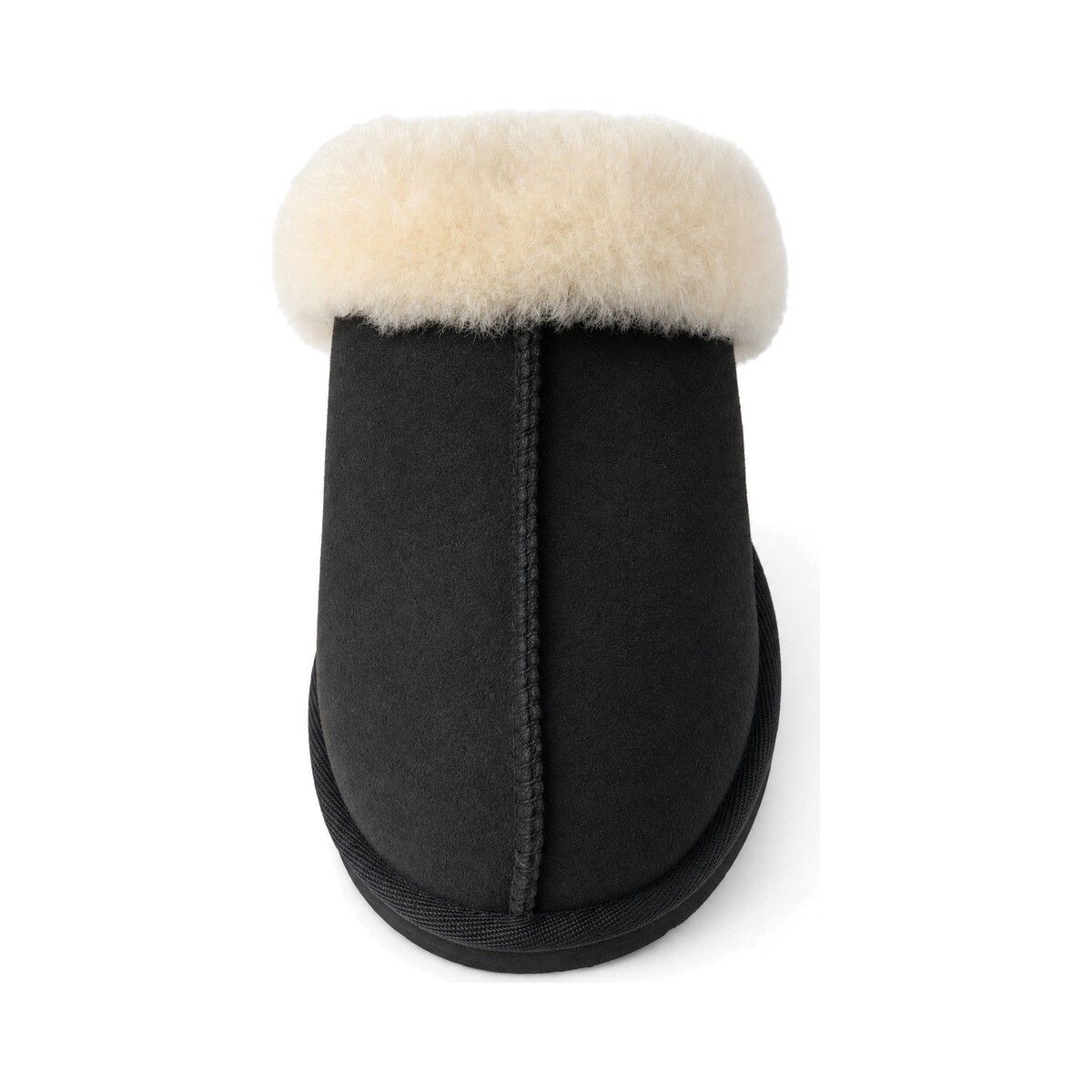 Fluffy krøllete tøfler Svart