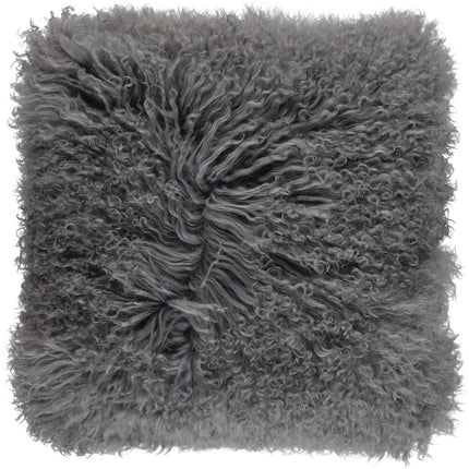Krøllete saueskinnspute | Dobbeltsidig | 40x40 cm | 56x56 cm Mørk grå