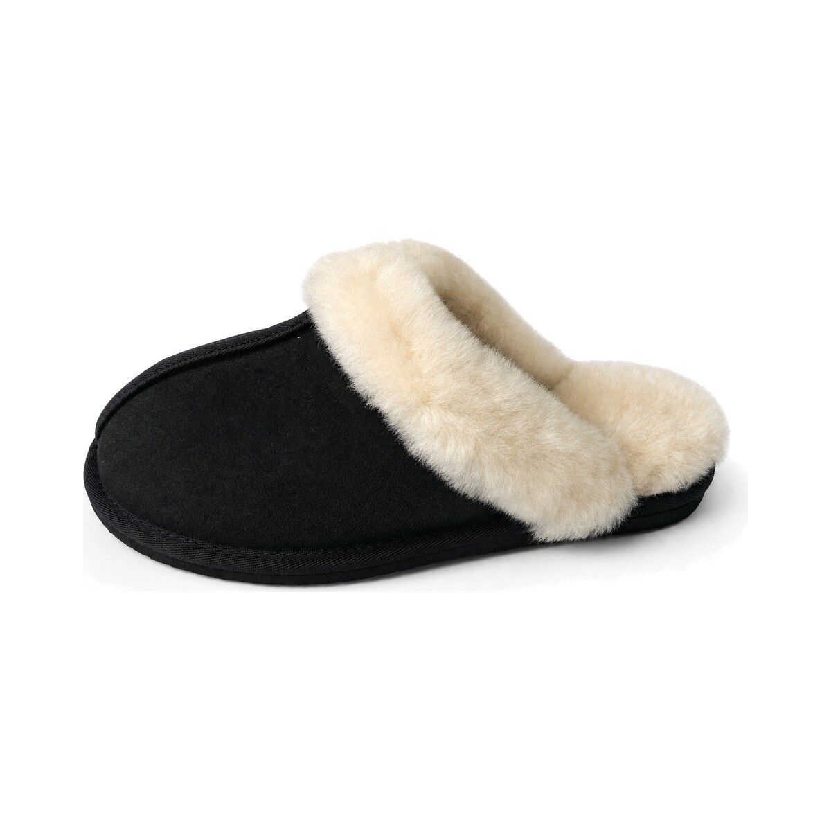 Fluffy krøllete tøfler Svart