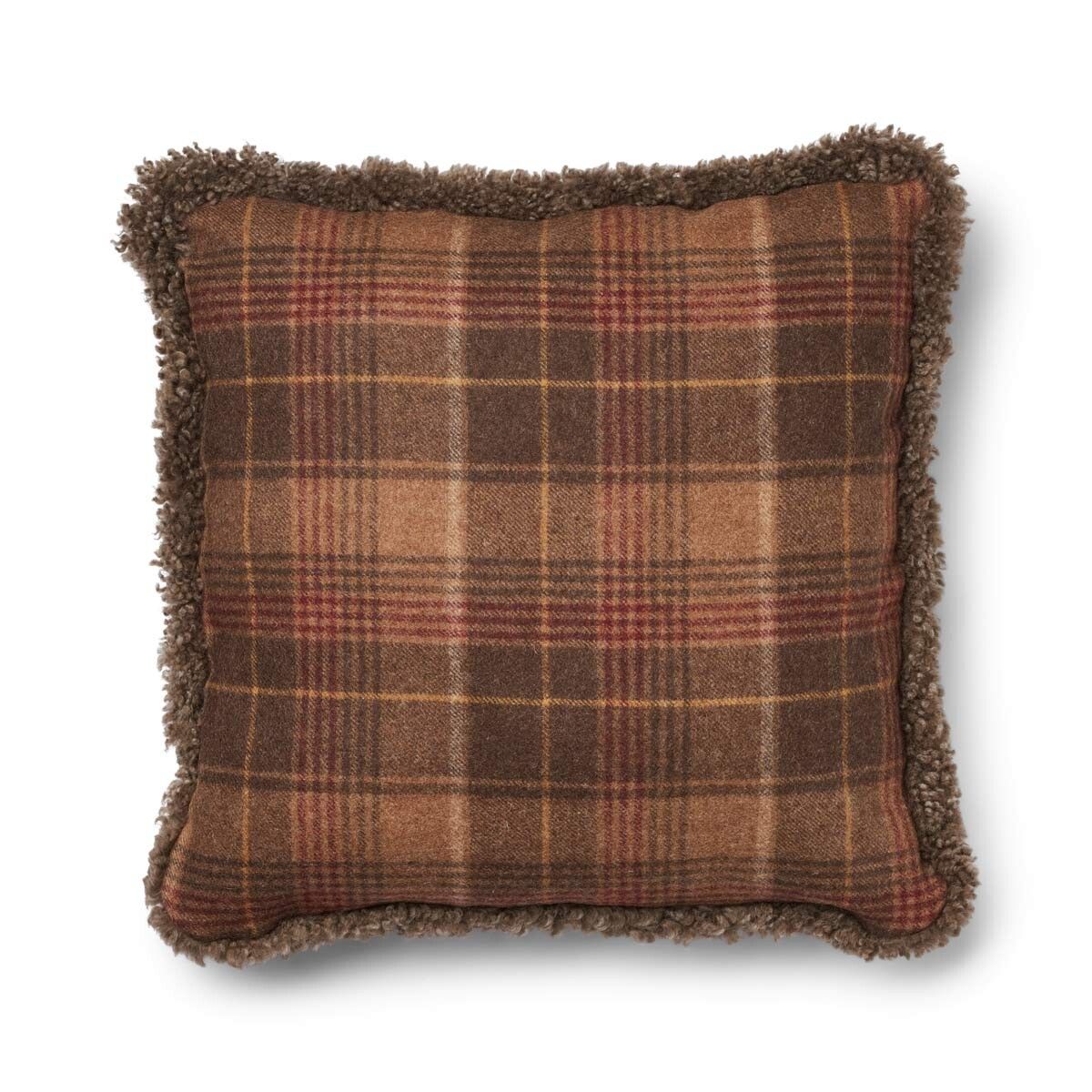 Checked Collection | Ullpute | Korthåret | Dobbeltsidig | 52x52 cm | 34x52 cm Kakao – Mørkebrun / Lysebrun