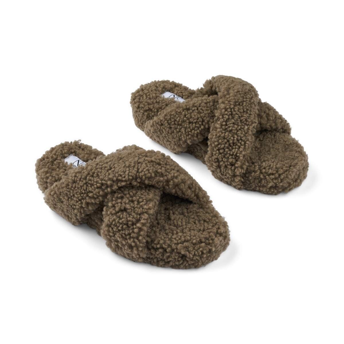 Curly Cross Slipper Mørkegrønn