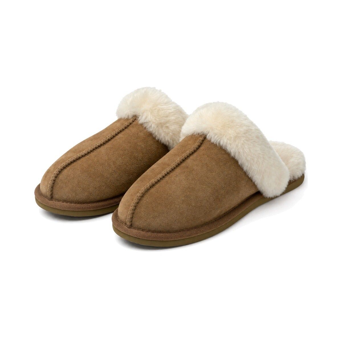 Fluffy krøllete tøfler Kastanje