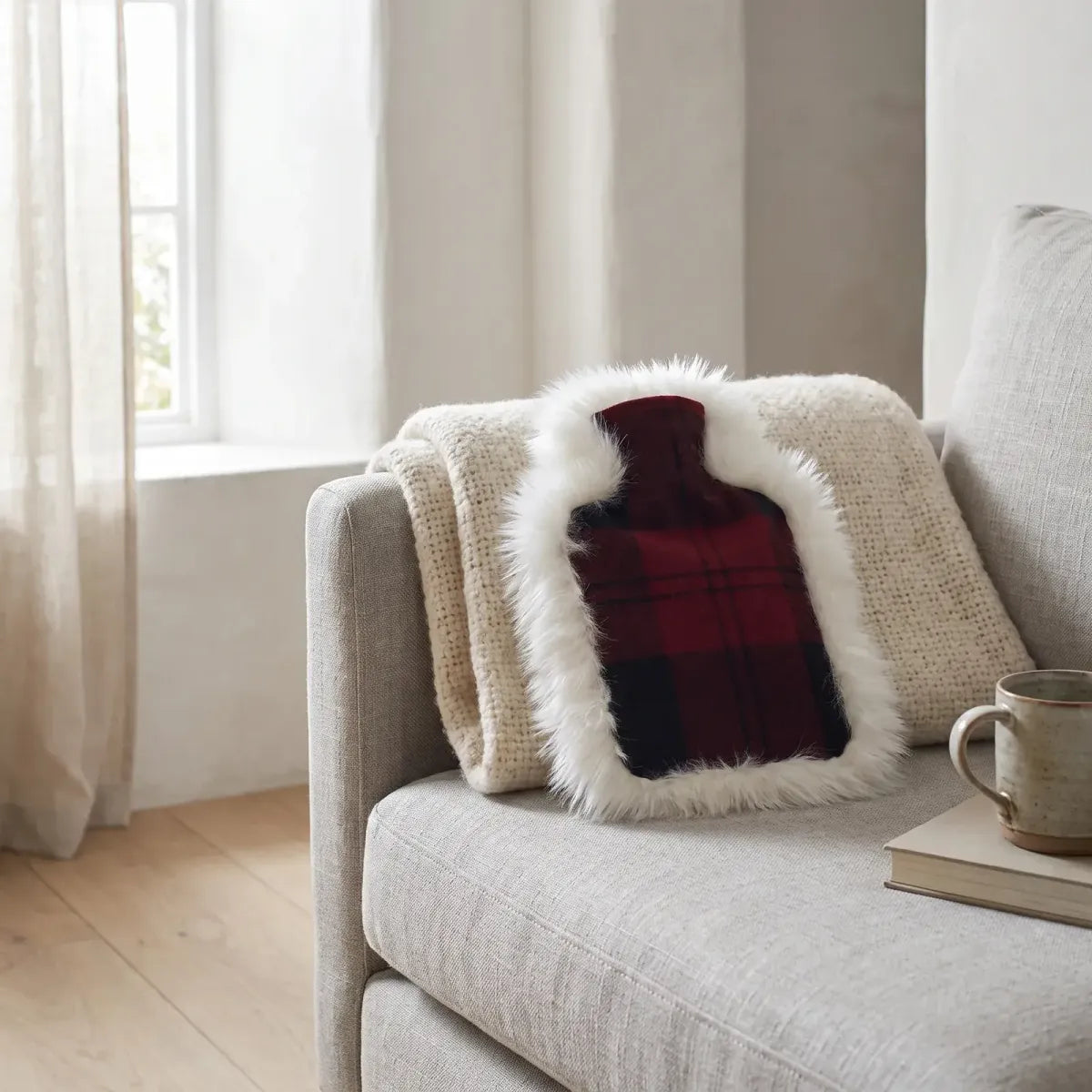 Varmtvannsflaske | Saueskinn og ull | 37 x 27 cm Lindsay Tartan/Hvit