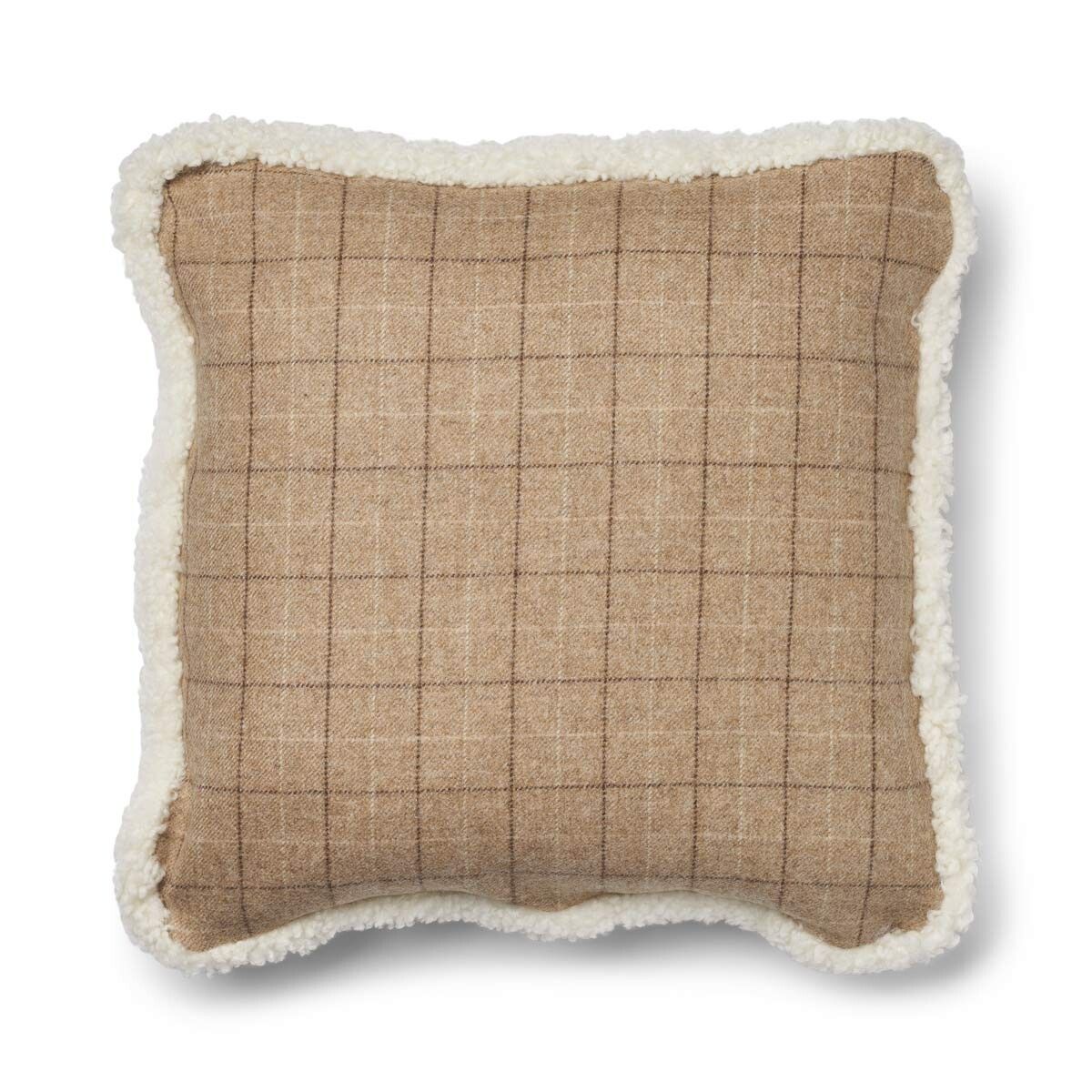 Checked Collection | Ullpute | Korthåret | Dobbeltsidig | 52x52 cm | 34x52 cm Rutete / Beige / Hvit