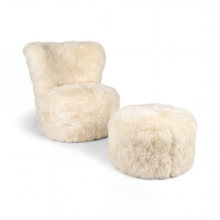 Skandi Footrest | Langhåret Saueksinn | New Zealand Beige
