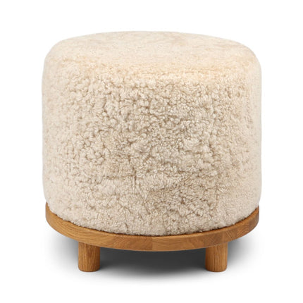 Simon pouf | Korthåret | D46xH42 cm Pearl