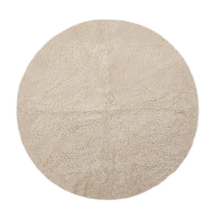 Kort ullteppe i krøllete saueskinndesign Ø140 cm Beige