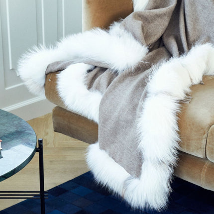 Kashmirpledd med revekant Gulrev / Beige