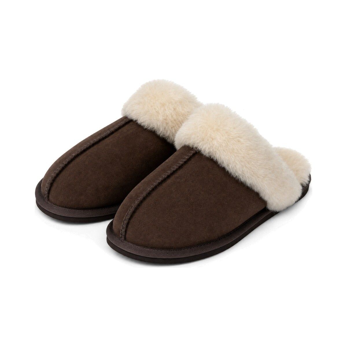 Fluffy krøllete tøfler Sjokolade