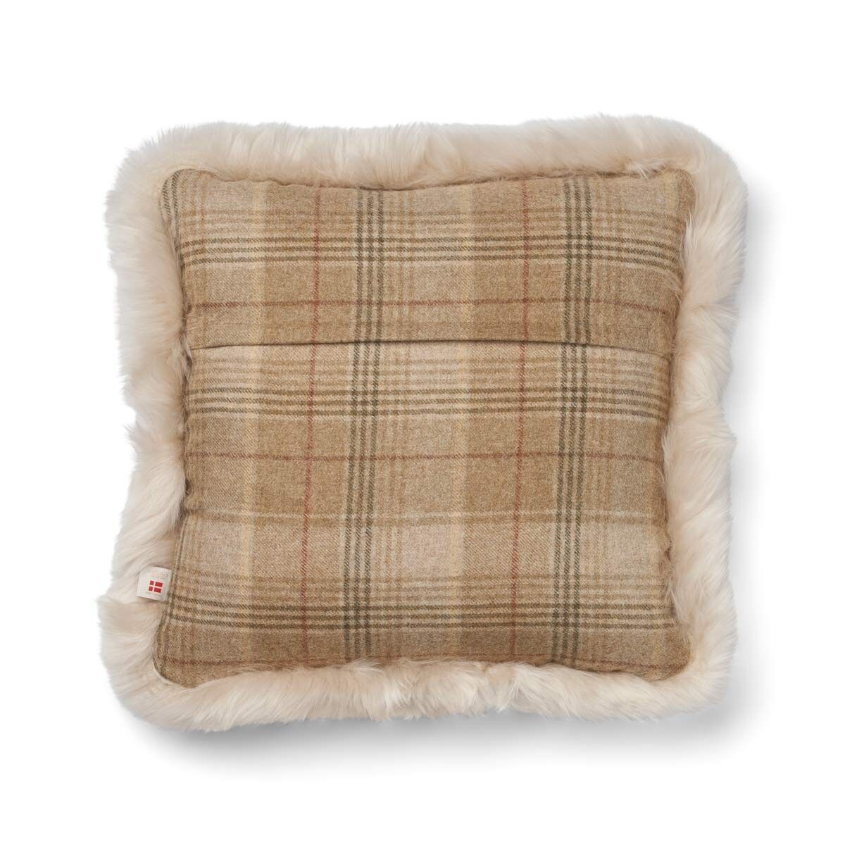 Checked Collection | Ullpute | Langhåret | Dobbeltsidig | 52x52 cm | 34x52 cm Sand-Beige / Beige