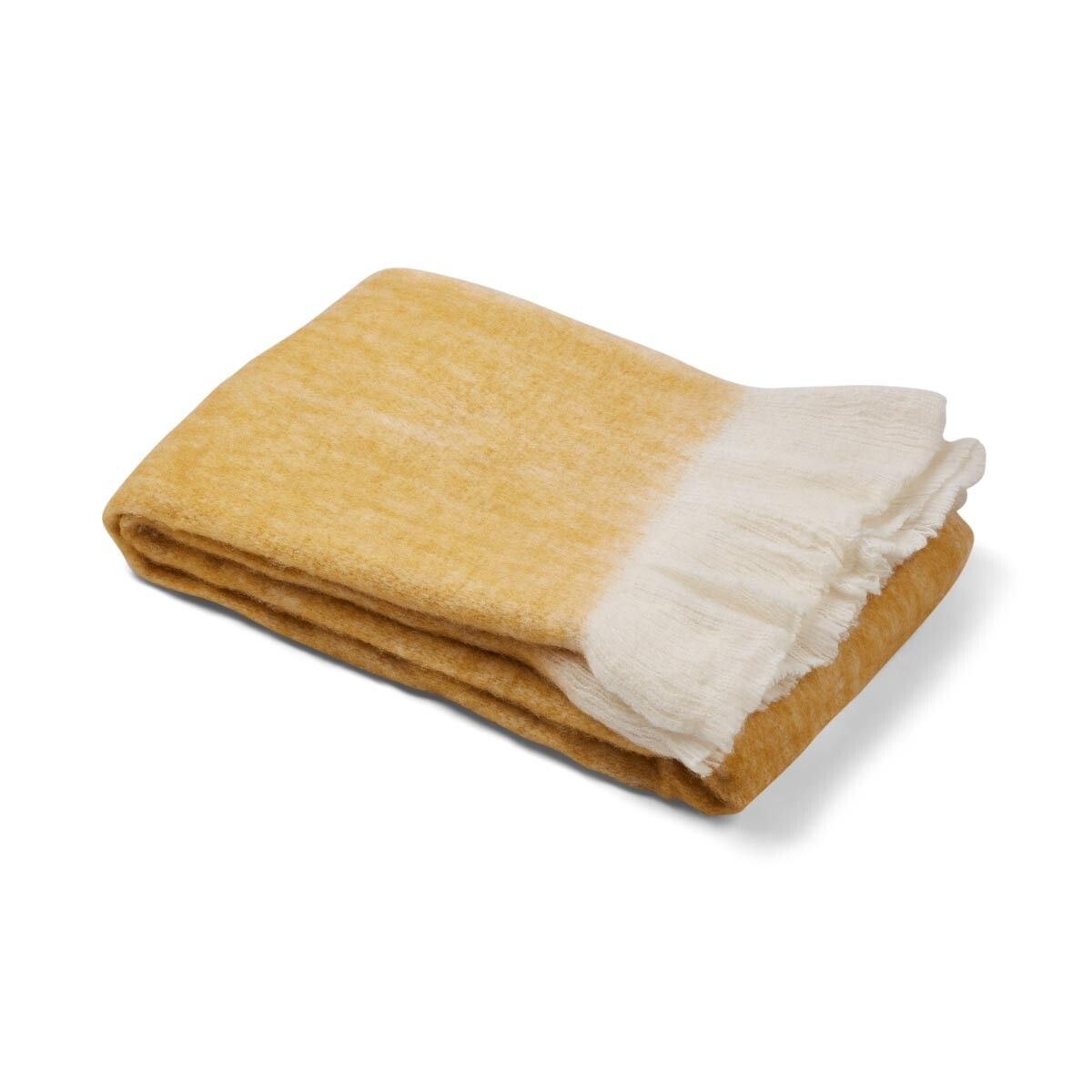 Ullpledd | Mohair mix | 130x170 cm Sennep