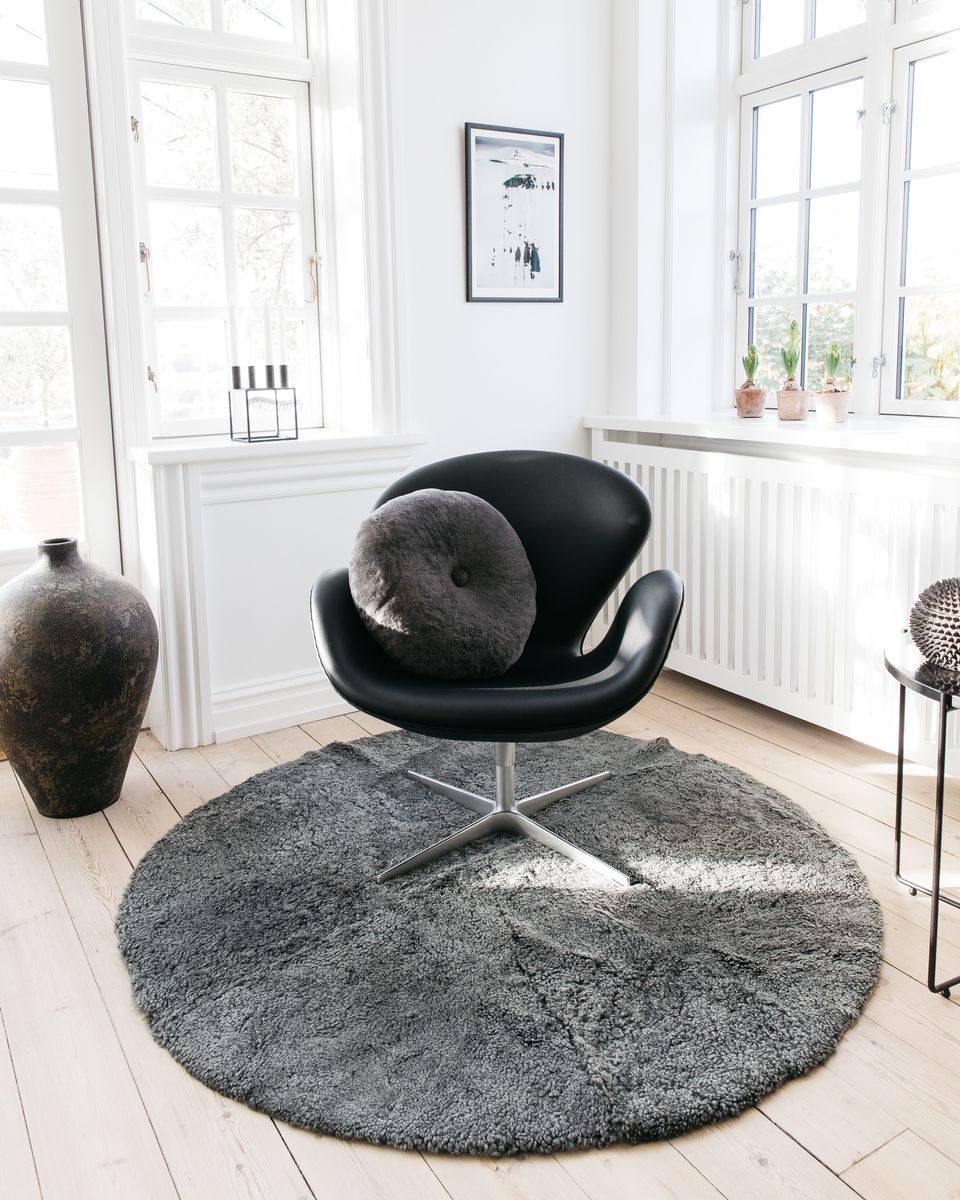 Designgulvteppe | Korthåret | New Zealand | Ø180 cm Grå