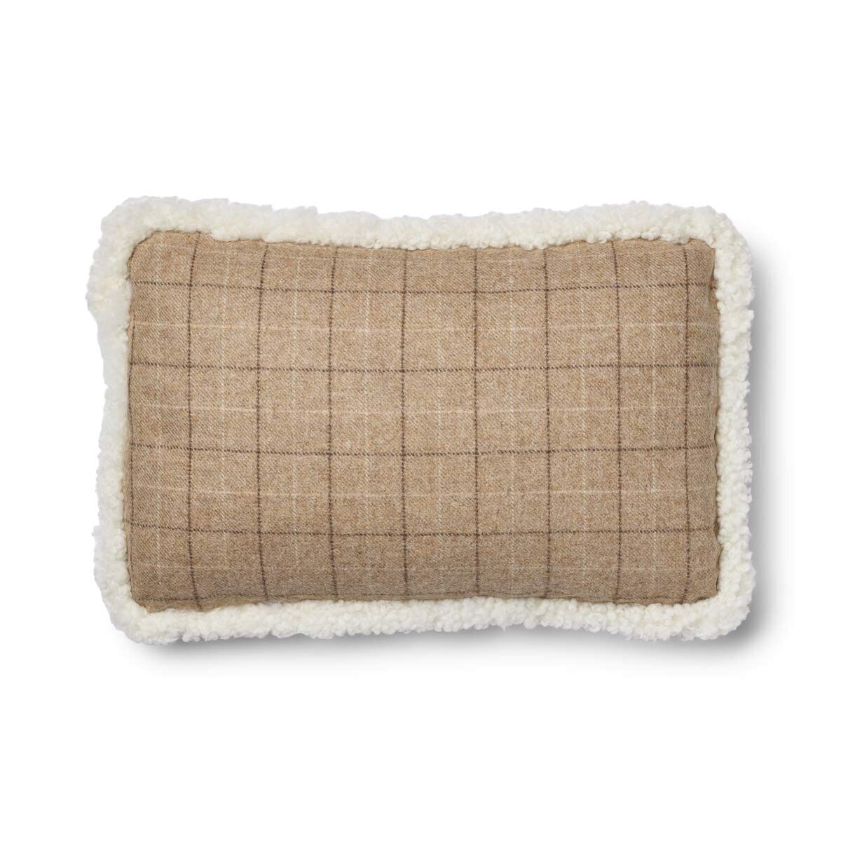 Checked Collection | Ullpute | Korthåret | Dobbeltsidig | 52x52 cm | 34x52 cm Rutete / Beige / Hvit