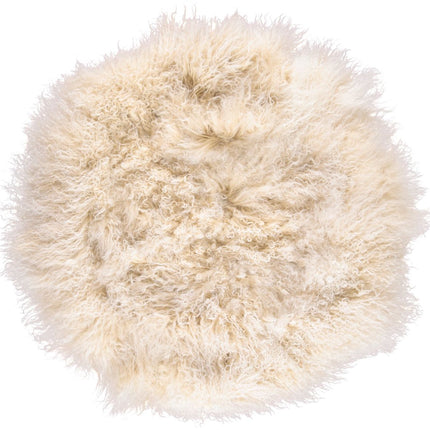 Saueskinnpute | Krøllet | Tibet | Ø45 cm, Ø62 cm & Ø38 cm Gylden Hvit