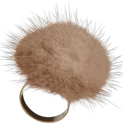 Ring Pom Pom Brun