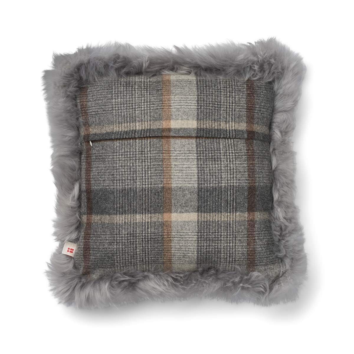 Checked Collection | Ullpute | Langhåret | Dobbeltsidig | 52x52 cm | 34x52 cm Rutet – Grå/Lys grå