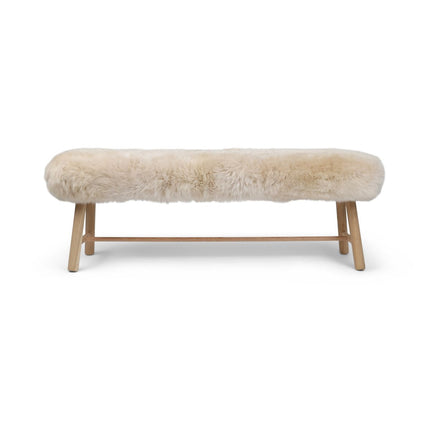 Benk med saueskinn | Eik | Langhåret Beige