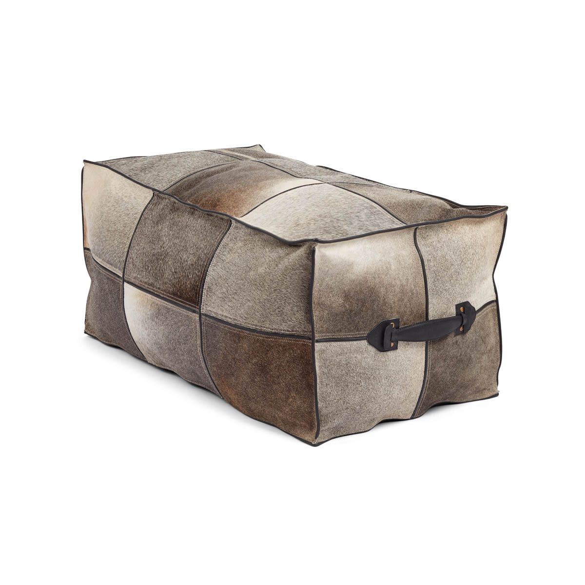 Puff m/håndtak | Kalveskinn | 45x82x38 cm