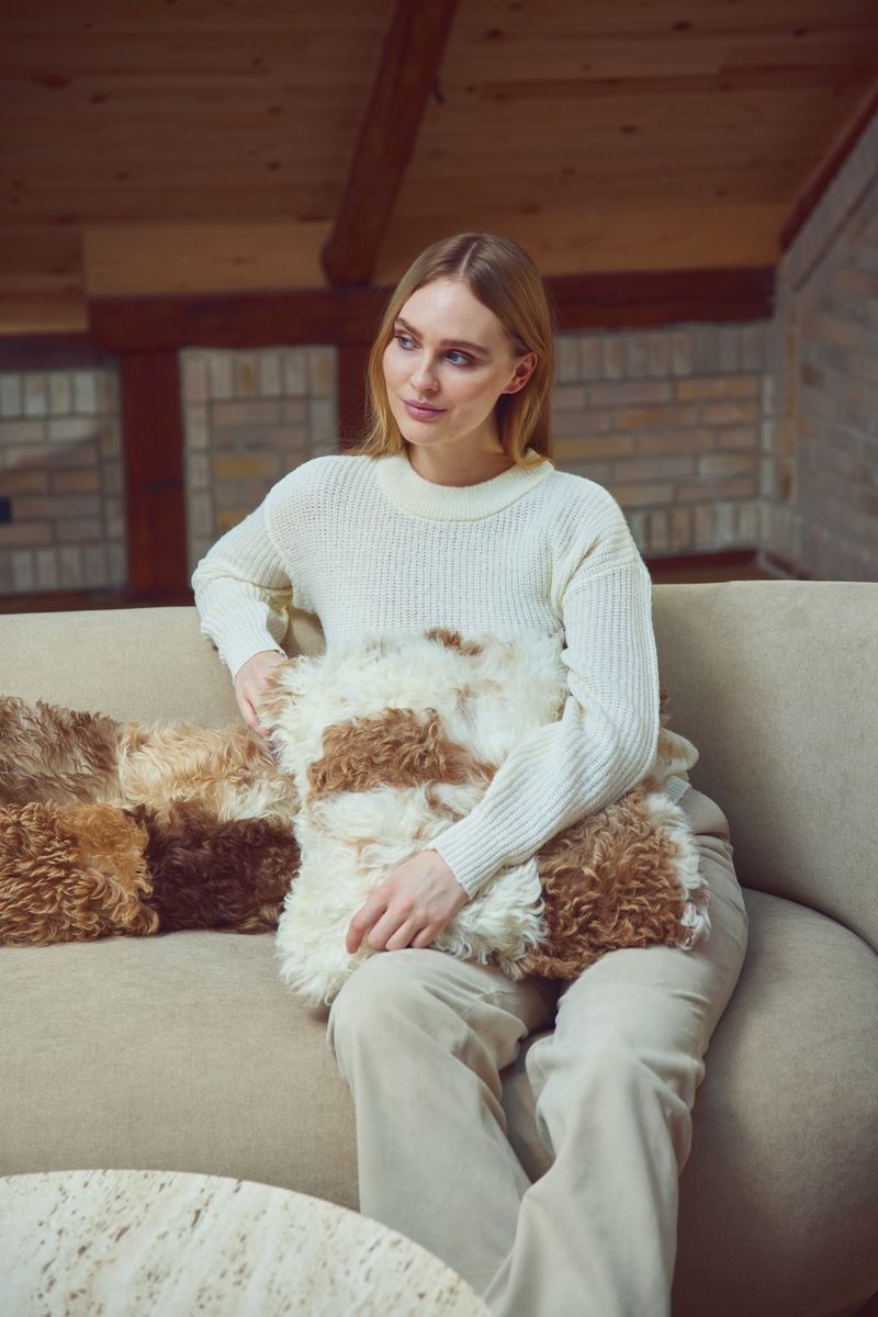 Saueskinnpute | Toscana | Dobbeltsidig Brun / Beige Mix