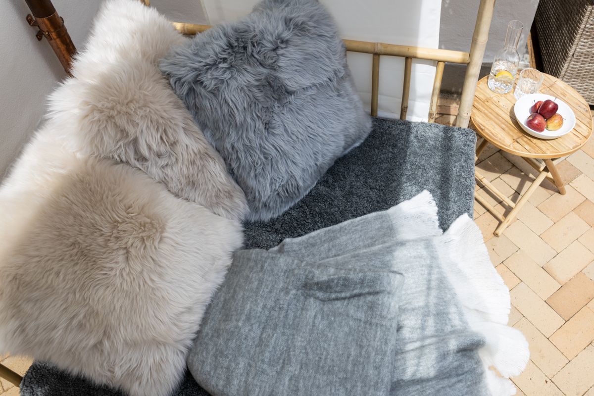Ullpledd | Mohair mix | 130x170 cm Lys Grå