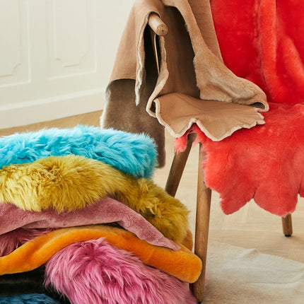 Saueskinn | Langhåret | New Zealand | 90x60 cm Mørk korallrosa