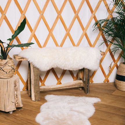 Saueskinn | Langhåret | New Zealand | 100x60 cm Hvit