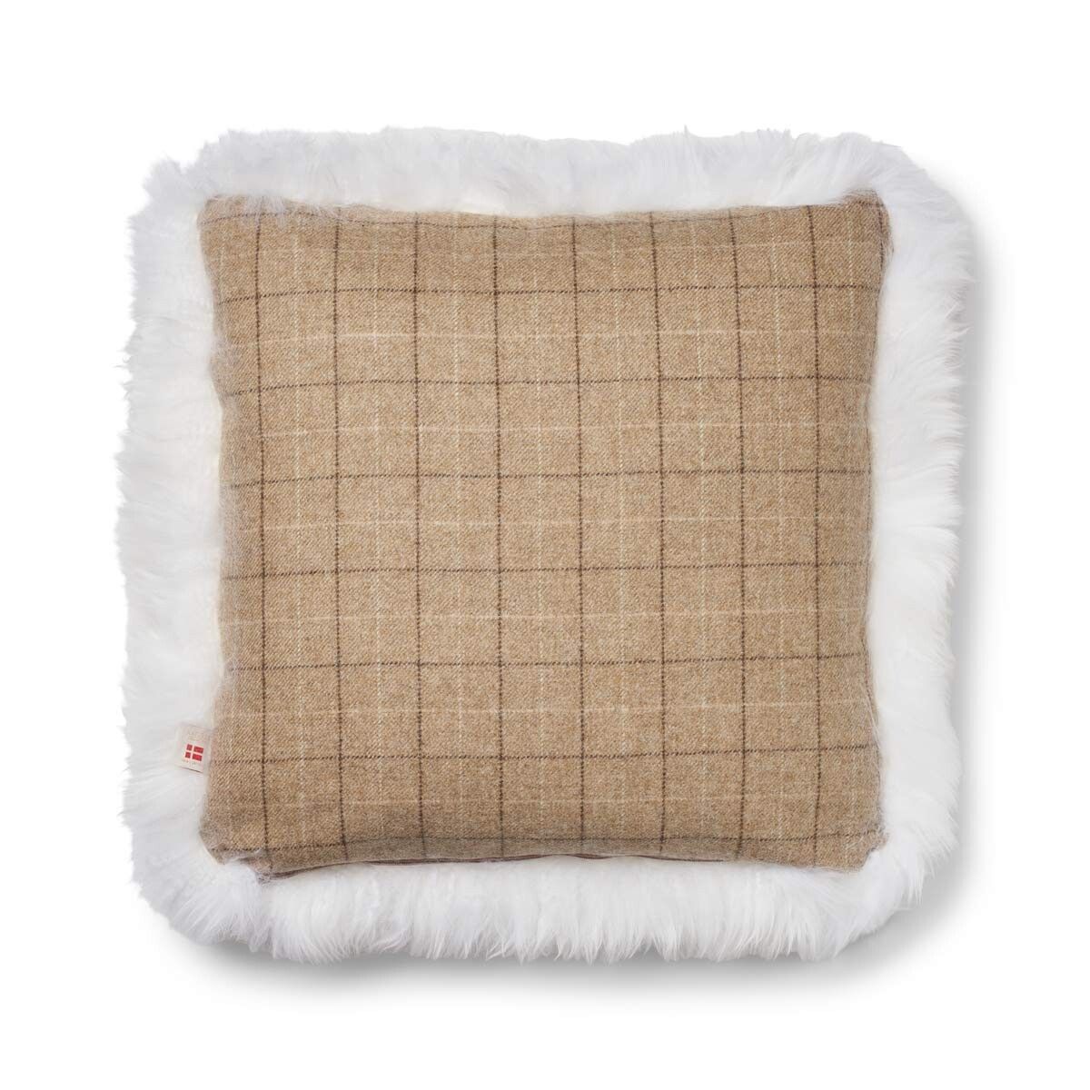 Checked Collection | Ullpute | Langhåret | 52x52 cm | 34x52 cm Rutete / Beige / Hvit