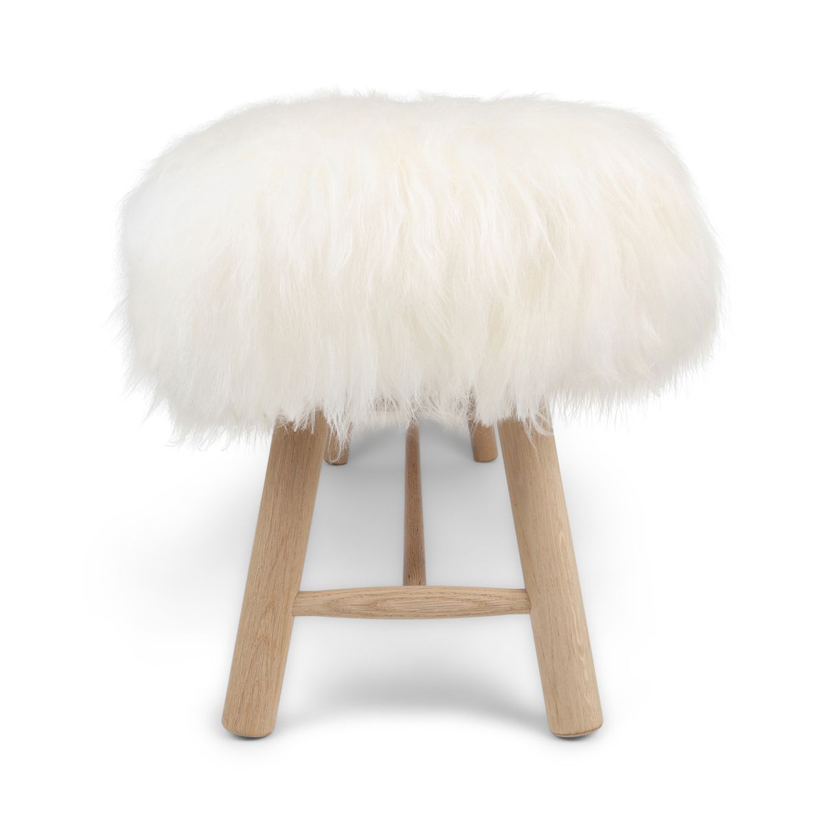 Benk med Islandsk Saueskinn | 140x35x45 cm Naturhvit