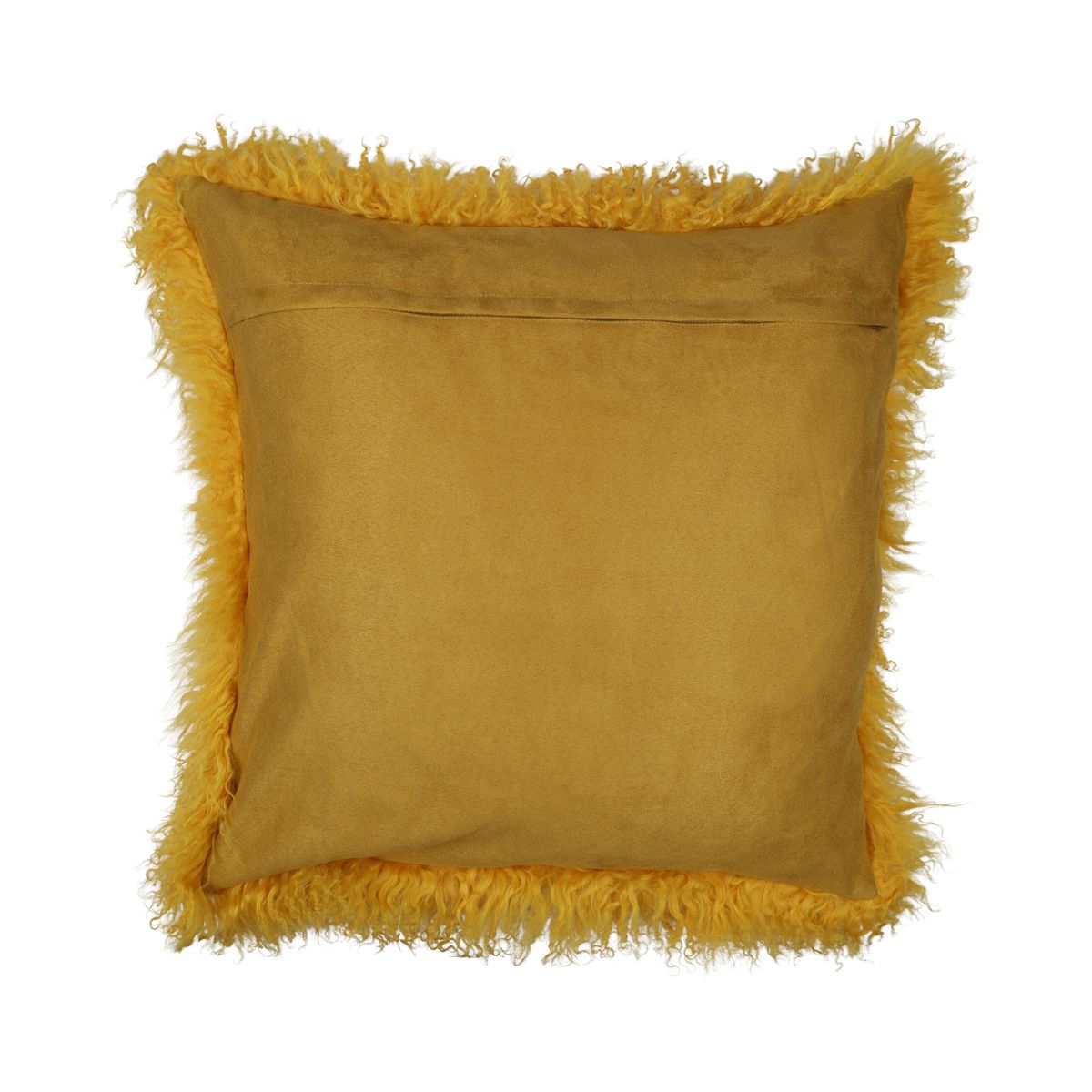 Saueskinnpute | Krøllet | Tibet | 50x50 cm Sennepsgul