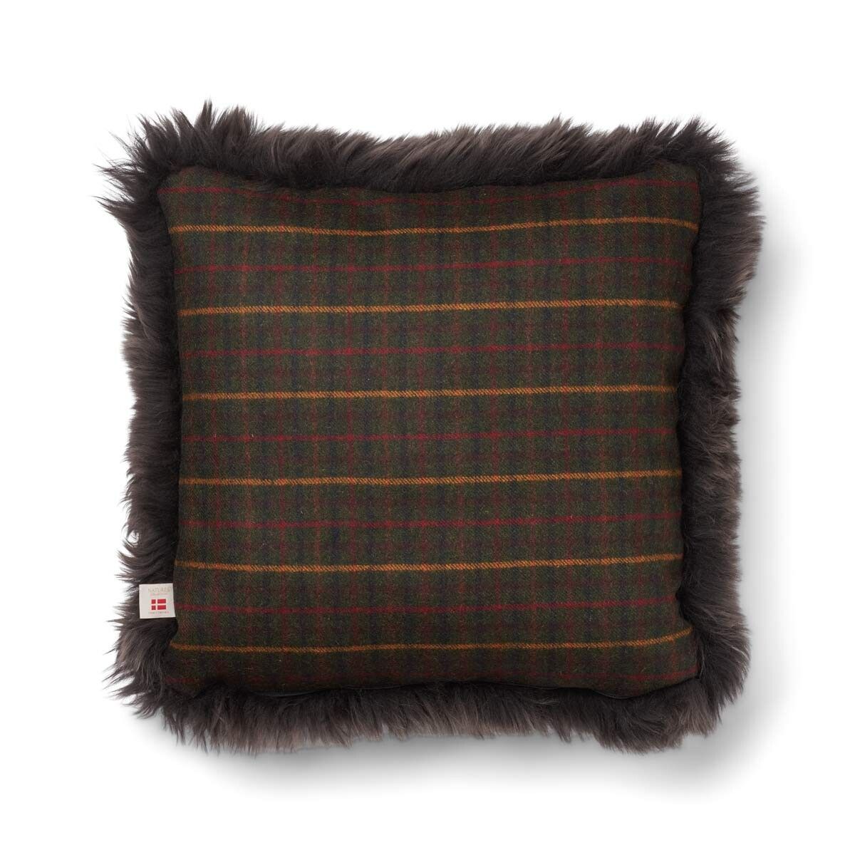 Checked Collection | Ullpute | Langhåret | 52x52 cm | 34x52 cm Rutet Mørkegrønn / Valnøtt
