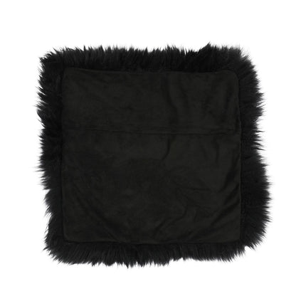 Saueskinnspute | Lang ull | Uten fyll | 50x50 cm Svart