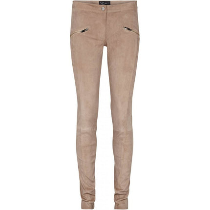 Jasmin Leggings i semsket skinn Lys taupe