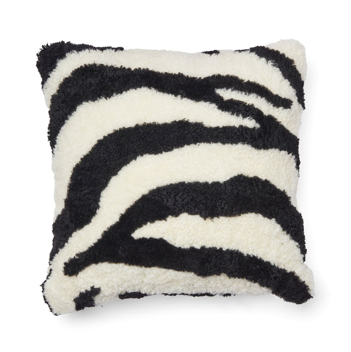 Zebra saueskinnpute | Korthåret | New Zealand | Dobbeltsidig | 60x60 cm Svart / Hvit