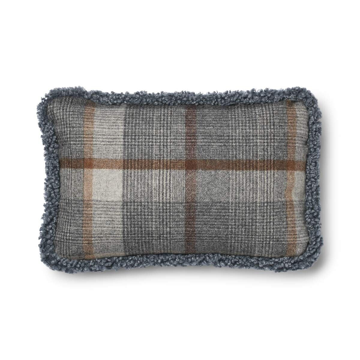 Checked Collection | Ullpute | Korthåret | Dobbeltsidig | 52x52 cm | 34x52 cm Rutet – Grå/Lys grå